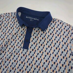Mizzen+Main Geometric Print Polo Shirt Mens Large Short Sleeve Classic Fit